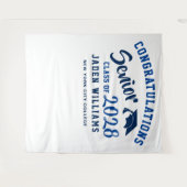 Moderne Navy Blauwe Afstudeer Foto Booth Achtergro Wandkleed (Voorkant (horizontaal))