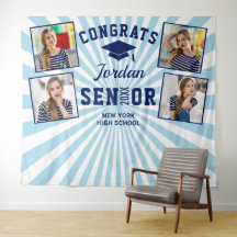 Moderne Navy Blauwe Afstudeer Foto Booth Achtergro
