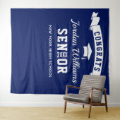 Moderne Navy Blauwe Afstudeer Foto Booth Achtergro Wandkleed (In Situ (horizontaal))