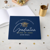 Moderne Navy Blauwe Afstudeerfeest Aangepaste Dipl