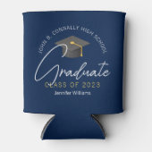 Moderne Navy Blauwe Afstudeerfeest Blikjeskoeler (Voorkant)
