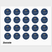 Moderne Navy Blauwe Afstudeerfeest Ronde Sticker (Vel)