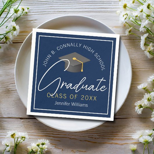 Moderne Navy Blauwe Afstudeerfeest Servet