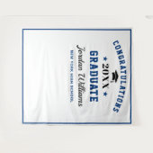 Moderne Navy Blauwe Afstudeerfoto Booth Achtergron Wandkleed (Voorkant (horizontaal))