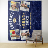 Moderne Navy Blauwe Afstuderen 4 Fotohokje Achterg Wandkleed (In situ)