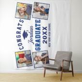 Moderne Navy Blauwe Afstuderen 4 Fotohokje Achterg Wandkleed (In situ)