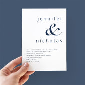 Moderne Navy Blauwe Ampersand Bruiloft Kaart