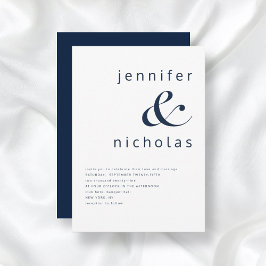 Moderne Navy Blauwe Ampersand Bruiloft Kaart