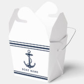 Moderne Navy Blauwe Anker Boot Naam Custom Bedankdoosjes (Open)