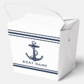 Moderne Navy Blauwe Anker Boot Naam Custom Bedankdoosjes (Achterkant)