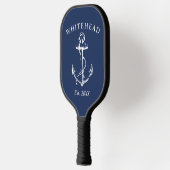 Moderne Navy Blauwe Anker Monogram Pickleball Paddle (Links)