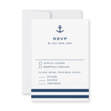 Moderne Navy Blauwe Anker Trouwkaart