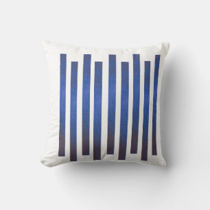 Moderne Navy Blauwe Aquarel Strepen Worp Kussen