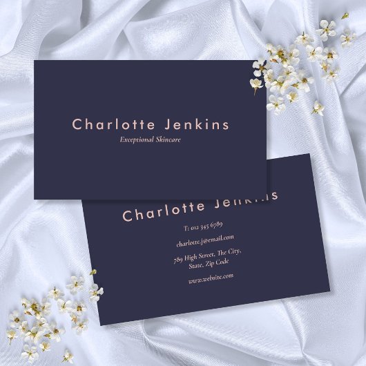 Moderne Navy Blauwe Blush Roze Professionele Visitekaartje