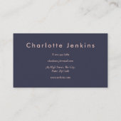 Moderne Navy Blauwe Blush Roze Professionele Visitekaartje (Achterkant)