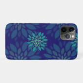 Moderne Navy Blauwe en Groene Bloem Bladeren Patro Case-Mate iPhone Case (Achterkant (horizontaal))