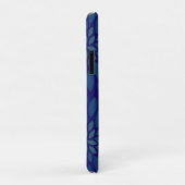 Moderne Navy Blauwe en Groene Bloem Bladeren Patro Case-Mate iPhone Case (Achterkant/rechts)
