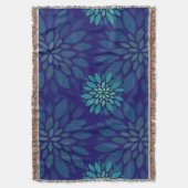 Moderne Navy Blauwe en Groene Bloem Bladeren Patro Deken (Voorkant Verticaal)