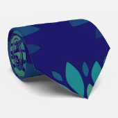 Moderne Navy Blauwe en Groene Bloem Bladeren Patro Stropdas (Opgerold)