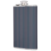 Moderne Navy Blauwe en Pruim Gestreepte Fles, 8oz. Heupfles (Links)
