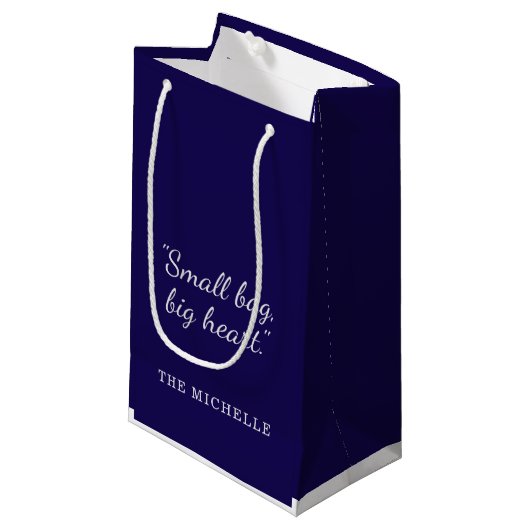 Moderne Navy Blauwe en Witte Aangepaste Patroon On Klein Cadeauzakje (Voorkant Gekanteld)