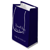 Moderne Navy Blauwe en Witte Aangepaste Patroon On Klein Cadeauzakje (Achterkant Gekanteld)