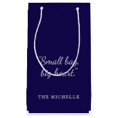 Moderne Navy Blauwe en Witte Aangepaste Patroon On Klein Cadeauzakje (Voorkant)
