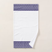 Moderne Navy Blauwe en Witte Chevron Streep Bad Handdoek (Handdoek)
