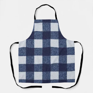 Moderne Navy Blauwe en Witte Schachbrettpatroon Ov Schort