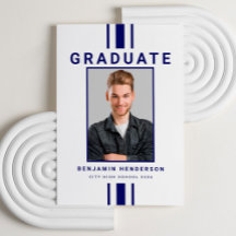 Moderne Navy Blauwe Foto Afstudeerfeest