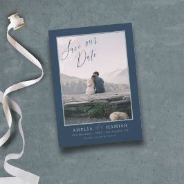 Moderne Navy Blauwe Foto Bewaar Onze Datum Save The Date