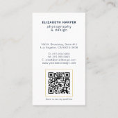 Moderne Navy Blauwe Foto QR Code Professioneel Gou Visitekaartje (Achterkant)