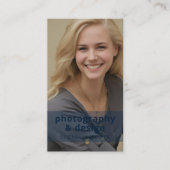 Moderne Navy Blauwe Foto QR Code Professioneel Gou Visitekaartje (Voorkant)