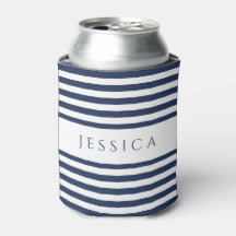 Moderne Navy Blauwe Gestreepte Aangepaste Naam