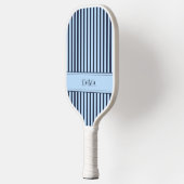 Moderne Navy Blauwe Gestreepte Cute Preppy Eenvoud Pickleball Paddle (Links)