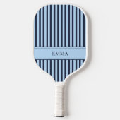 Moderne Navy Blauwe Gestreepte Cute Preppy Eenvoud Pickleball Paddle (Achterkant)