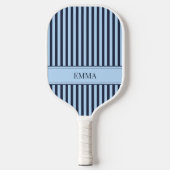 Moderne Navy Blauwe Gestreepte Cute Preppy Eenvoud Pickleball Paddle (Voorkant)