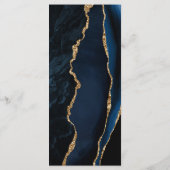 Moderne Navy Blauwe Goud Agate Huwelijk Menu (Achterkant)