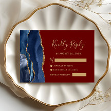 Moderne Navy Blauwe Gouden Agaat Bourgondische Tro