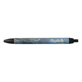 Moderne Navy Blauwe Gouden Agaat Geode Pen