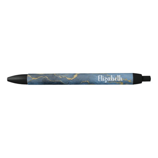 Moderne Navy Blauwe Gouden Agaat Geode Pen (Voorkant)