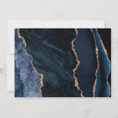 Moderne Navy Blauwe Gouden Agaat Marmeren Trouwkaa Kaart (Achterkant)