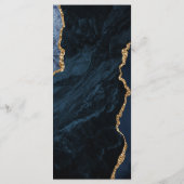 Moderne Navy Blauwe Gouden Agate Huwelijk Menu (Achterkant)