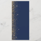 Moderne Navy Blauwe Gouden Glitter Rand Trouw Menu (Achterkant)