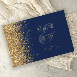 Moderne Navy Blauwe Gouden Glitter Script Gastenboek