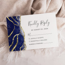 Moderne Navy Blauwe Gouden Inkt Trouw