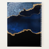 Moderne Navy Blauwe Gouden Marmer Glitter Planner (Achterkant)