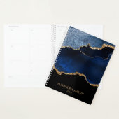 Moderne Navy Blauwe Gouden Marmer Glitter Planner (Display)