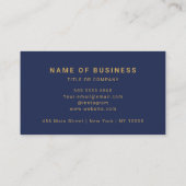 Moderne Navy Blauwe Gouden QR-code Aangepaste Logo Visitekaartje (Achterkant)
