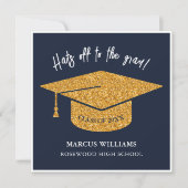 Moderne Navy Blauwe Middelbare School Afsluiting Kaart (Voorkant)